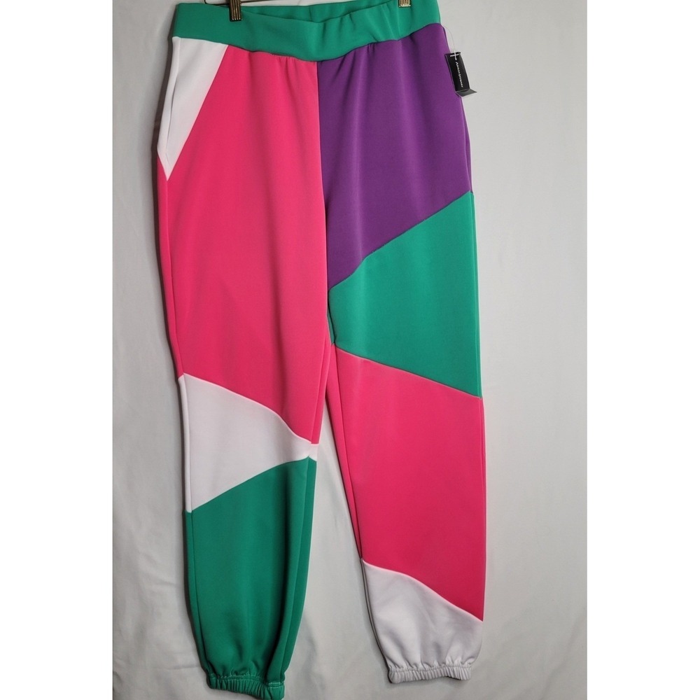 Ashley Stewart Womens Colorblock Tracksuit Set Short Sleeve Hoodie Joggers 14/16 - Picture 8 of 16